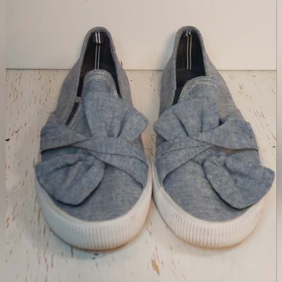Nautica Blue Canvas Twist Bow Slip-on Loafers Size 10 Shoes Casual Preppy Resort - Picture 2 of 10
